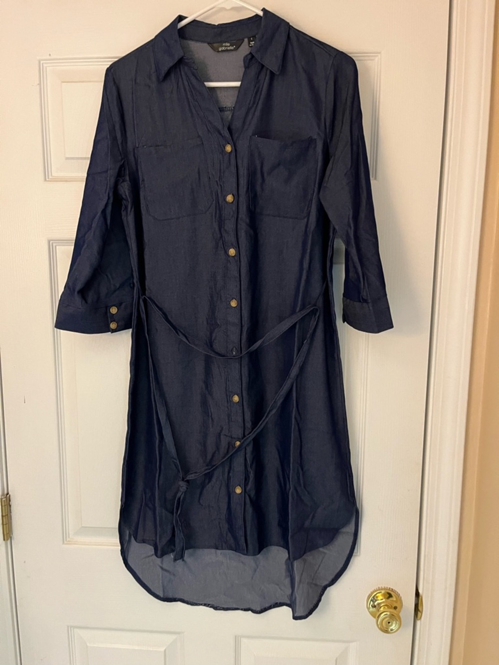 Mlle Gabrielle Navy Blue Button-Up Shirt Dress